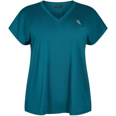 Zizzi - Modell aBasic S/S V-neck Tee - Blå - T-skjorte Zizzi - Modell aBasic S/S V-neck Tee - Blå - T-skjorte