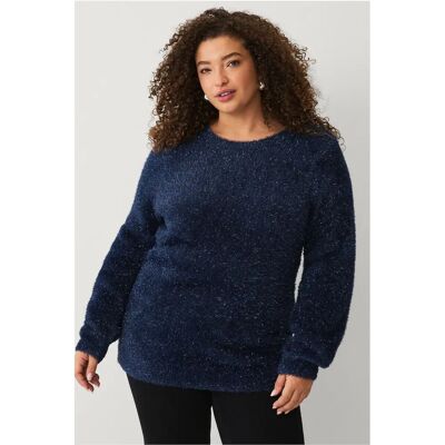 Zizzi - mLuna L/S Pullover - Blå - Sweater Zizzi - mLuna L/S Pullover - Blå - Sweater