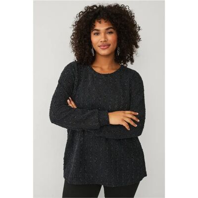 Zizzi Top mUnika L/S Bluse - Svart - Kvinner Zizzi Top mUnika L/S Bluse - Svart - Kvinner