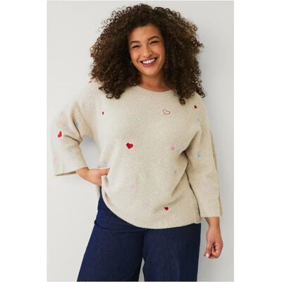 Zizzi Sunny Heart Genser - Plus størrelser Zizzi Sunny Heart Genser - Plus størrelser
