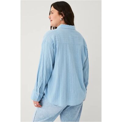 Zizzi Gunna L/s Shirt - Blå - Skjorte Zizzi Gunna L/s Shirt - Blå - Skjorte