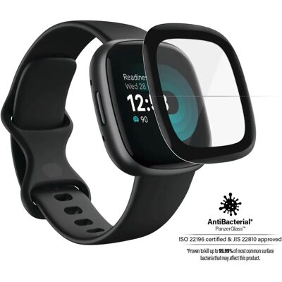 PanzerGlass Fitbit Versa 3/4 & Sense skjermbeskytter - Klar/Svart kant PanzerGlass Fitbit Versa 3/4 & Sense skjermbeskytter - Klar/Svart kant