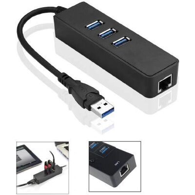 Microconnect MC-USB3.0HUBWETH - USB Hub, 3 Ports, Ethernet Microconnect MC-USB3.0HUBWETH - USB Hub, 3 Ports, Ethernet