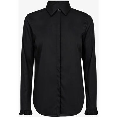 MOS MOSH Mattie Flip Shirt - Sort - Tæt pasform skjorte MOS MOSH Mattie Flip Shirt - Sort - Tæt pasform skjorte