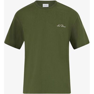 Les Deux - T-shirt Crew - Grøn - Båd-udskæring - Broderet logo - T-shirt Les Deux - T-shirt Crew - Grøn - Båd-udskæring - Broderet logo - T-shirt