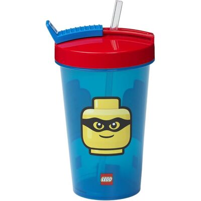 LEGO Modrá/Červená Láhev na vodu - 500ml - Odnímatelné silikonové brčko - Schválené pro potraviny LEGO Modrá/Červená Láhev na vodu - 500ml - Odnímatelné silikonové brčko - Schválené pro potraviny