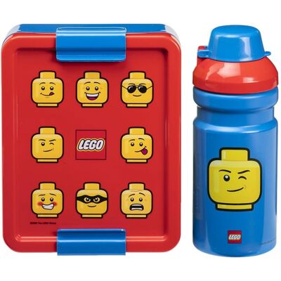 LEGO Blau/Rot Lunchset mit Minifigur-Icons LEGO Blau/Rot Lunchset mit Minifigur-Icons