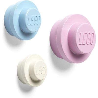 Lego Roze/Lichtblauw/Wit Wandhaakenset - Decoratief & Functioneel Lego Roze/Lichtblauw/Wit Wandhaakenset - Decoratief & Functioneel