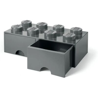 LEGO Oppbevaringsboks med skuffer - 8 støtter - Grå LEGO Oppbevaringsboks med skuffer - 8 støtter - Grå