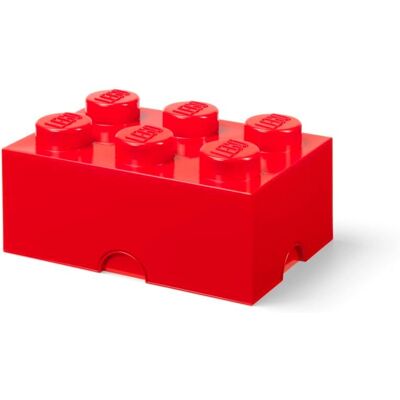 Czerwone pudełko LEGO - 6 guzików - 37,5x25x18 - Jasne Czerwone pudełko LEGO - 6 guzików - 37,5x25x18 - Jasne