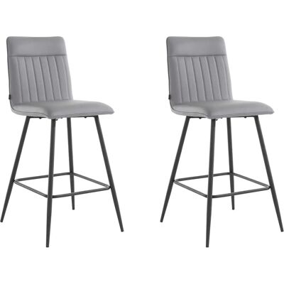 Conjunto de taburetes Loft24 Zeta en PU Gris - Taburete de Bar Conjunto de taburetes Loft24 Zeta en PU Gris - Taburete de Bar