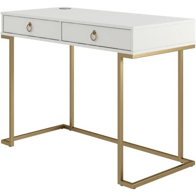 COSMOLIVING BY COSMOPOLITAN Camila - Weiß/Gold Schreibtisch mit 2 Schubladen COSMOLIVING BY COSMOPOLITAN Camila - Weiß/Gold Schreibtisch mit 2 Schubladen