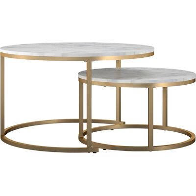 Amelia Hvit Marmor Salongbord - 2 stk. Amelia Hvit Marmor Salongbord - 2 stk.