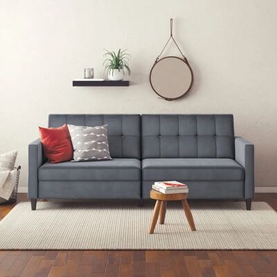 Dorel Home Hartford II Grå Velour Sofa - 3-personers, Justerbar, 83cm H Dorel Home Hartford II Grå Velour Sofa - 3-personers, Justerbar, 83cm H