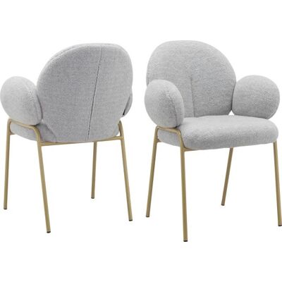 Sillas de comedor Loft24 Iwama - Tela de peluche - Juego de 2 - Gris Sillas de comedor Loft24 Iwama - Tela de peluche - Juego de 2 - Gris