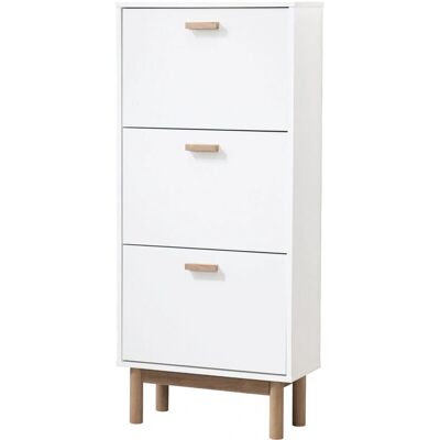 Loft24 Schuhschrank - 3 Klappen, Eichenoptik, Weiß - Schuhmöbel Loft24 Schuhschrank - 3 Klappen, Eichenoptik, Weiß - Schuhmöbel