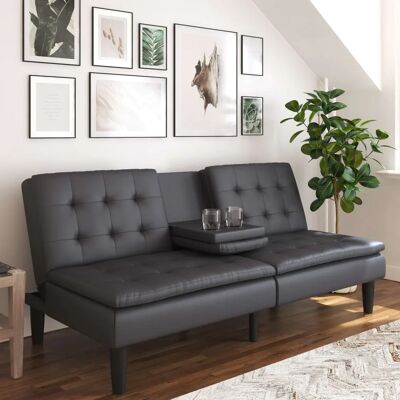 Dorel Home Maine Sovesofa - Grå, 190x81x90cm, Læder Dorel Home Maine Sovesofa - Grå, 190x81x90cm, Læder