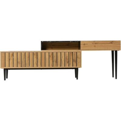 Ensemble de Bar Urban Meuble - Table Rechargeable, 3 Tabourets - Noir & Chêne - Publicité Ensemble de Bar Urban Meuble - Table Rechargeable, 3 Tabourets - Noir & Chêne - Publicité