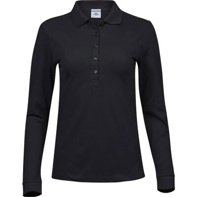 Tee Jays Schwarzes Luxus Stretch-Langarm-Poloshirt - Polo Shirt Tee Jays Schwarzes Luxus Stretch-Langarm-Poloshirt - Polo Shirt