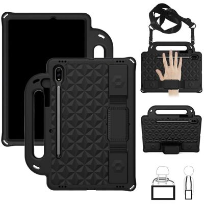 Robust cover til Samsung Galaxy Tab S7 med blyantholder, remme - Sort Robust cover til Samsung Galaxy Tab S7 med blyantholder, remme - Sort