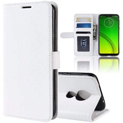 Motorola Moto G7 Power Hvit Kunstlær Pung Cover - Mobildeksel Motorola Moto G7 Power Hvit Kunstlær Pung Cover - Mobildeksel