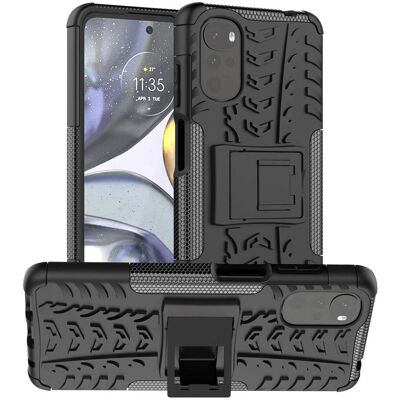 Motorola Moto G22 Rått etui med stander - Sort Motorola Moto G22 Rått etui med stander - Sort
