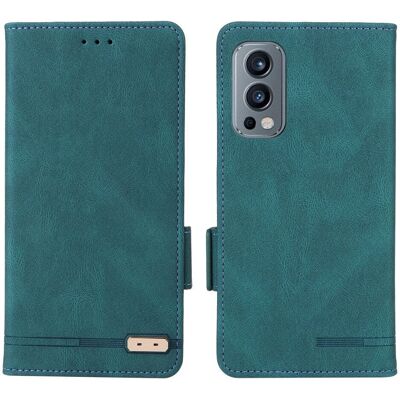 Læder Flip Cover til OnePlus Nord 2 (5G) med stativ - Grøn Læder Flip Cover til OnePlus Nord 2 (5G) med stativ - Grøn