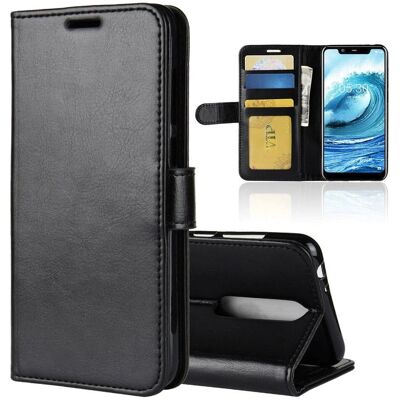 Læder Wallet Flip Cover for Nokia 5.1 Plus - Svart Læder Wallet Flip Cover for Nokia 5.1 Plus - Svart