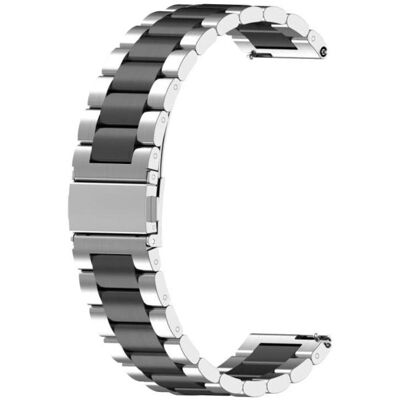 Mærke 22mm Rustfrit stål Smartwatch Rem - Sølv/Sort - Urtype Mærke 22mm Rustfrit stål Smartwatch Rem - Sølv/Sort - Urtype