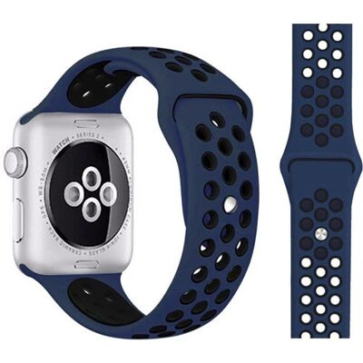 Silicone Rem til Apple Watch - Mørkeblå / Sort - Sport Rem Silicone Rem til Apple Watch - Mørkeblå / Sort - Sport Rem