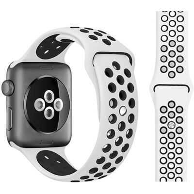 Sport i silikon til Apple Watch - 38/40/SE/41/42mm - Hvid/Sort Sport i silikon til Apple Watch - 38/40/SE/41/42mm - Hvid/Sort