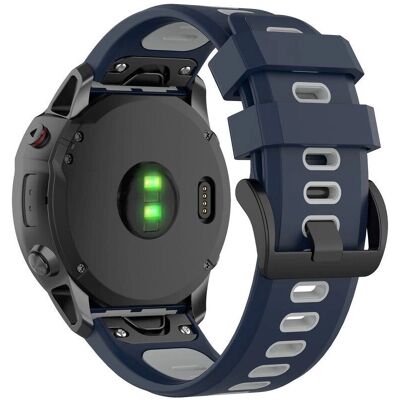 Garmin 26mm Silikone Sporturrem - Klassisk, Justerbar, Blå/Grå Garmin 26mm Silikone Sporturrem - Klassisk, Justerbar, Blå/Grå