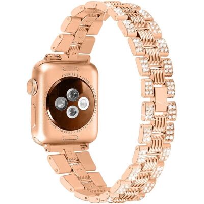 Metalrem i rosaguld med rhinestones til Apple Watch - Tilbehør Metalrem i rosaguld med rhinestones til Apple Watch - Tilbehør