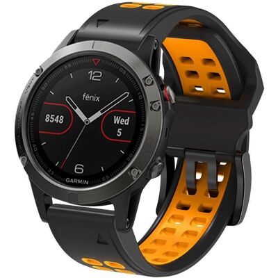 Garmin Silikone Sportsrem - Sort/Orange - Smartwatch Tilbehør Garmin Silikone Sportsrem - Sort/Orange - Smartwatch Tilbehør