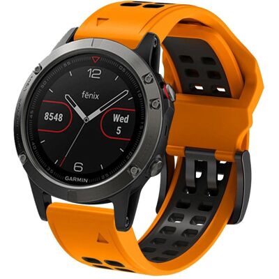 Garmin Silikone Sportsrem - Dobbelt-hul 26mm - Orange / Sort Garmin Silikone Sportsrem - Dobbelt-hul 26mm - Orange / Sort