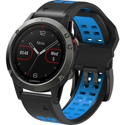 Garmin universelt silikonbånd med dobbelt hul - Sort / Blå - Smartwatch Tilbehør Garmin universelt silikonbånd med dobbelt hul - Sort / Blå - Smartwatch Tilbehør