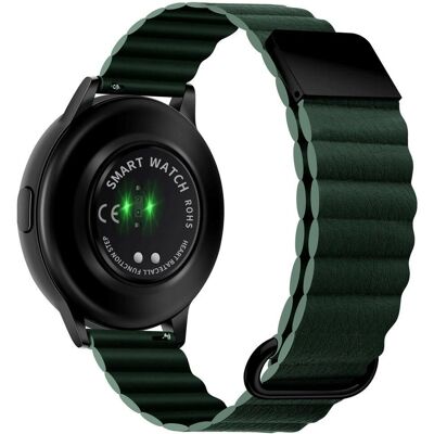 INCOVER Smartwatch Rem 20mm Magnetisk Litchi Læder - Grøn / Sort INCOVER Smartwatch Rem 20mm Magnetisk Litchi Læder - Grøn / Sort