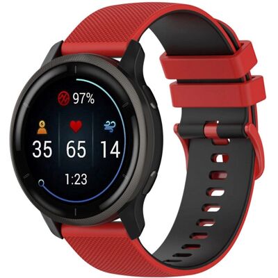 Incover 22mm Gitter Silikon Smartwatch Rem - Svart / Rød Incover 22mm Gitter Silikon Smartwatch Rem - Svart / Rød