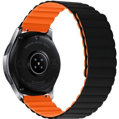 INCOVER 22mm Magnetisk Omvendbar Silikonerem for Smartwatch - Svart / Oransje INCOVER 22mm Magnetisk Omvendbar Silikonerem for Smartwatch - Svart / Oransje