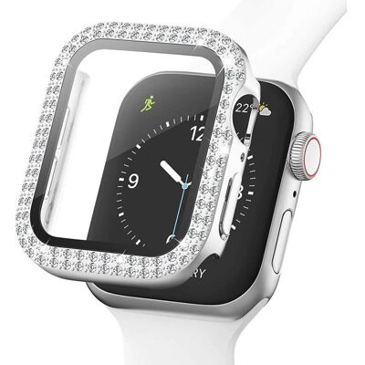 Hård Plastikhus til Apple Watch 38mm - Sølv & Rhinsten Hård Plastikhus til Apple Watch 38mm - Sølv & Rhinsten