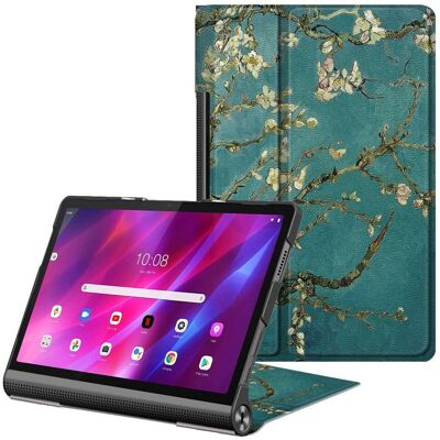 Lædercover med Stander til Lenovo Yoga Tab 11 - Hvide Blomster Lædercover med Stander til Lenovo Yoga Tab 11 - Hvide Blomster