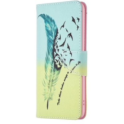 Nokia C22 Lær flipdeksel med print - Fjer Nokia C22 Lær flipdeksel med print - Fjer
