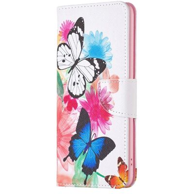 Læder flipcover til Nokia C22 med kortlomme & print - Sommerfugle & Blomster Læder flipcover til Nokia C22 med kortlomme & print - Sommerfugle & Blomster