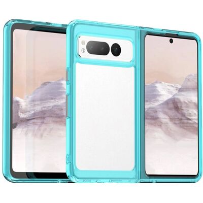 Google Pixel Fold Gennemsigtig / Turkis Hybrid Plastik Cover - Mobilcover Google Pixel Fold Gennemsigtig / Turkis Hybrid Plastik Cover - Mobilcover