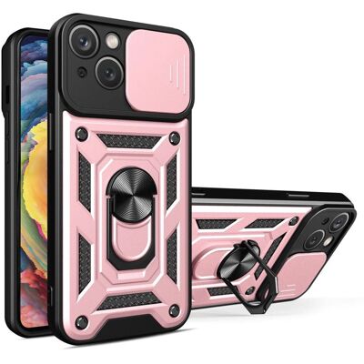 INCOVER iPhone 15 Rose Gold Hårdt Plast Cover med Stander & Kamera Slider INCOVER iPhone 15 Rose Gold Hårdt Plast Cover med Stander & Kamera Slider