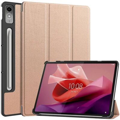 Lenovo Rose Gold Læder Tri-Fold Cover til P12 med Penneholder Lenovo Rose Gold Læder Tri-Fold Cover til P12 med Penneholder