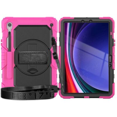 Samsung Galaxy Tab S9 lyserød / sort hård plast silikone cover - 360° beskyttelse Samsung Galaxy Tab S9 lyserød / sort hård plast silikone cover - 360° beskyttelse