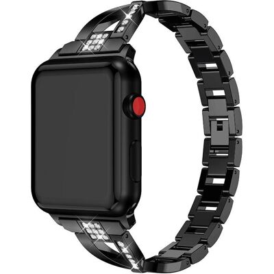 MOBILCOVERS.DK Rustfrit stål armbånd til Apple Watch (38/40/SE/41/42mm) med rhinestones - Sort MOBILCOVERS.DK Rustfrit stål armbånd til Apple Watch (38/40/SE/41/42mm) med rhinestones - Sort