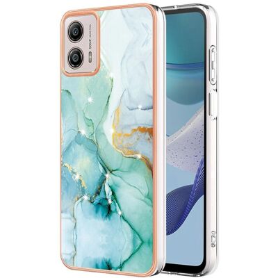 Motorola G53 / G23 / G13 hybrid plastikcover - Grøn marmor Motorola G53 / G23 / G13 hybrid plastikcover - Grøn marmor