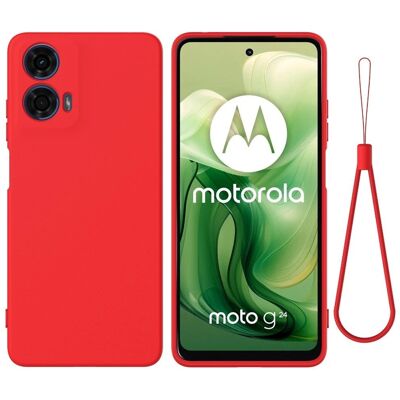 Siliconecover til Motorola Moto G04 / G24 / G24 Power med håndstrop - Rød Siliconecover til Motorola Moto G04 / G24 / G24 Power med håndstrop - Rød